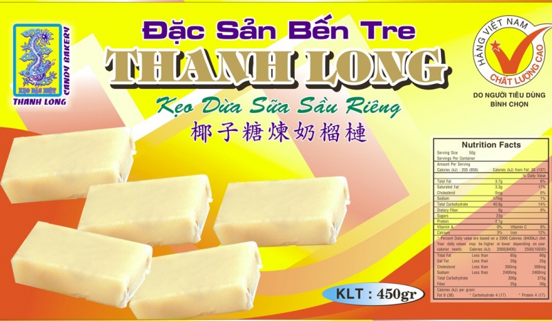 Kẹo dừa sữa sầu riêng 450gr