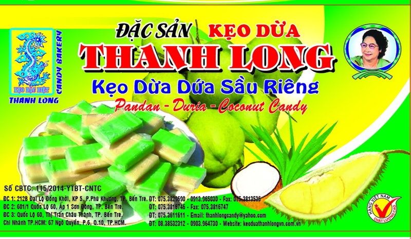 Kẹo dừa dứa sầu riêng 150gr (hộp máy)