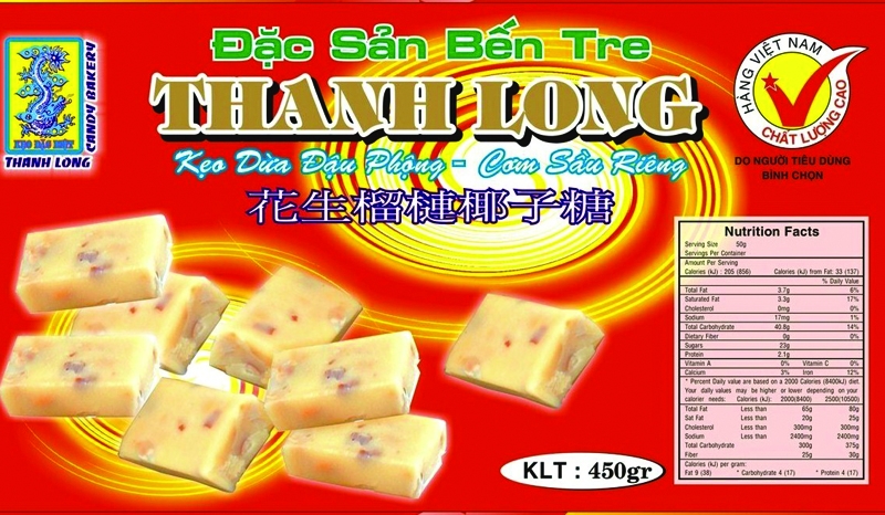 Kẹo dừa đậu phộng cơm - sầu riêng 450gr